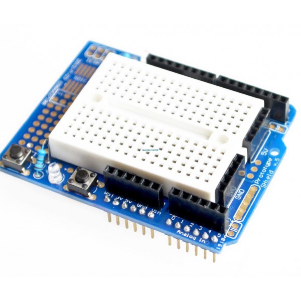 arduino compatible prototype shield with mini breadboard